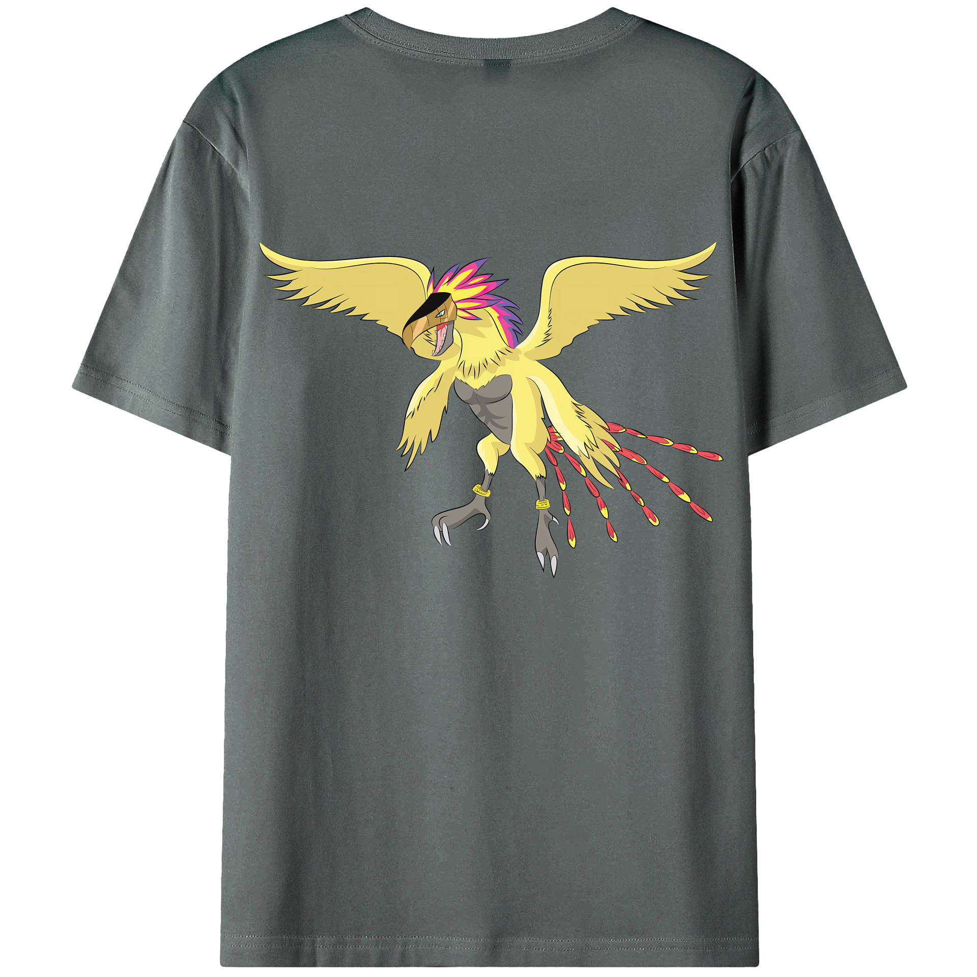 （画像用） Digimon デジタルモンスター/デジモン 綿100％ メンズ半袖Tシャツ（バックプリント） 通気性